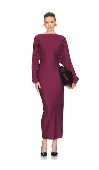 Matte Jersey Open Back Dress in Cabernet | Revolve Clothing (Global)