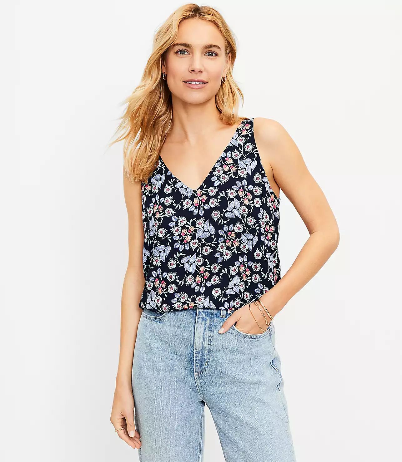 Floral Double V Tank Top | LOFT