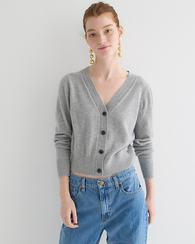 Cashmere cropped V-neck cardigan sweater | J. Crew US