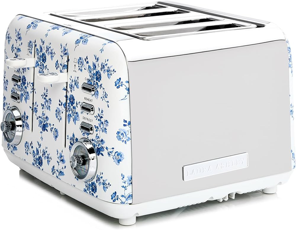 VQ Laura Ashley China Rose Stainless Steel 4 Slice Toaster | Bagels & Bread Toasters 4 Slices Wid... | Amazon (US)