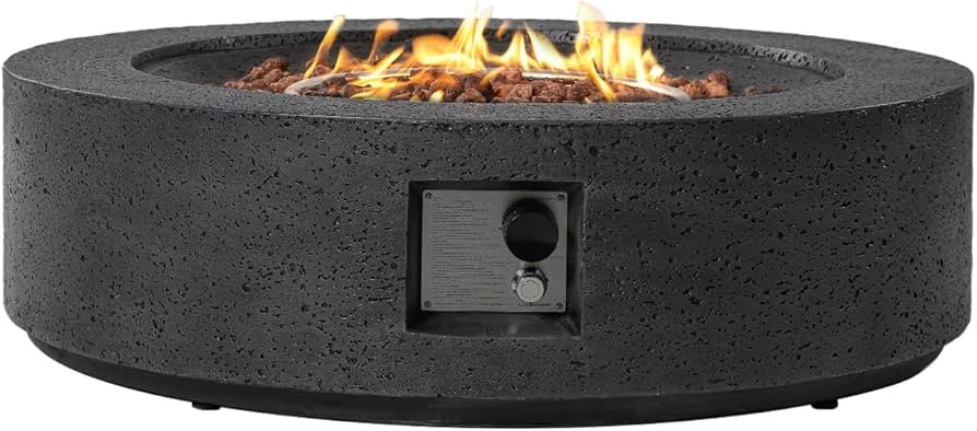 SUNBURY Outdoor Travertine Fire Pit Table, 42 inches Round Propane Gas Patio Fire Pit 50,000 BTU ... | Amazon (US)