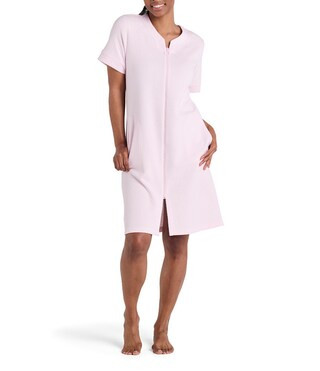 Miss Elaine Petite Size Solid Quilt-In-Knit Short Zip Robe | Dillard's | Dillard's