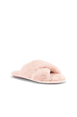Flora Nikrooz Victoria Teddy Criss Cross Slipper in Tan from Revolve.com | Revolve Clothing (Global)