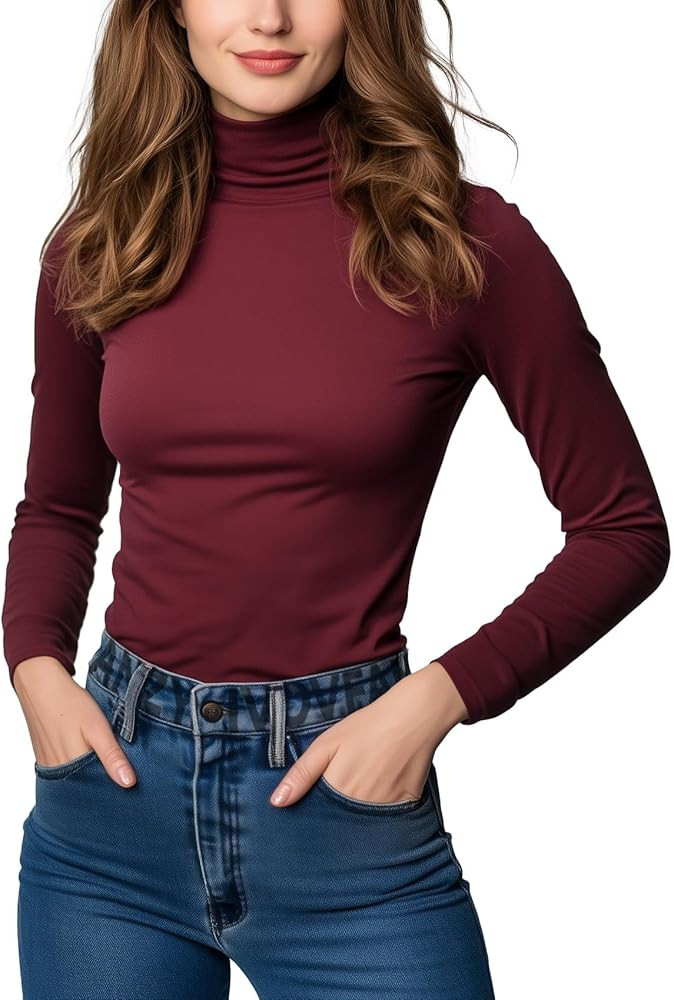 Women's Turtleneck Long Sleeve Shirts Thermal Base Layer Underwear Tops Lightweight Undershirt | Amazon (US)