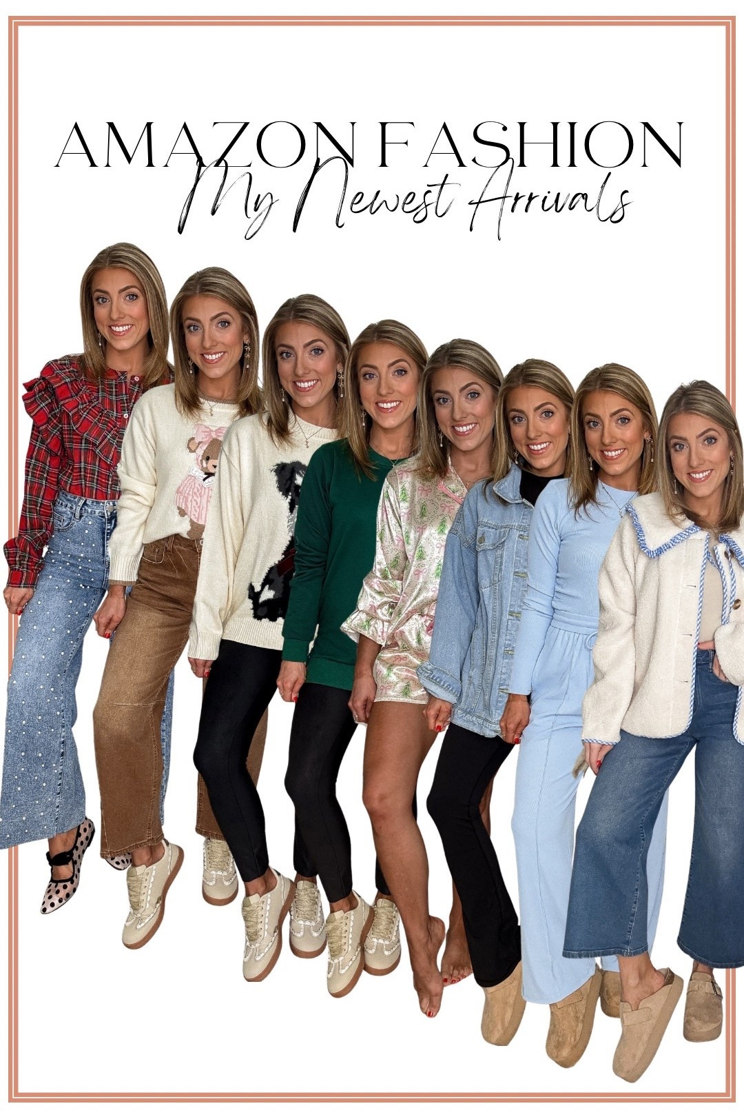 AMAZON FASHION ✨ My Newest Arrivals You’re Going to LOVE
Holiday outfits, winter staples, and everyday cozy Amazon finds you can wear right now. From festive tops and statement sweaters to the cutest loungewear, denim, and layering pieces — these new Amazon arrivals are SO good and so affordable. 🤍

Swipe through to see:
• ✨ Festive holiday tops & plaid details
• 🐻 Trendy graphic sweaters
• 🎄 Cozy winter knits & elevated basics
• 💗 Satin Christmas Pajamas (so luxe!)
• 🧥 The best denim jacket + neutral layers
• 🩵 Light blue matching set — a new fave
• 🤍 Everyday Amazon outerwear 

All pieces are linked for easy shopping in my LTK!
Save this post for Amazon outfit ideas, holiday style inspo, and winter wardrobe staples you’ll wear on repeat. ❄️✨

SHOP EVERYTHING ➡️ @ltk (link in bio)

#AmazonFashion #AmazonFinds #AmazonOOTD #AmazonOutfits #HolidayOutfits #WinterFashion #LTKFinds #LTKHoliday #LTKSale #AffordableFashion #AmazonSweaters #AmazonStyle #EverydayOutfits #HolidayStyle #WinterOutfits2025 #LTKSeasonal #FashionInfluencer #OOTDInspo

