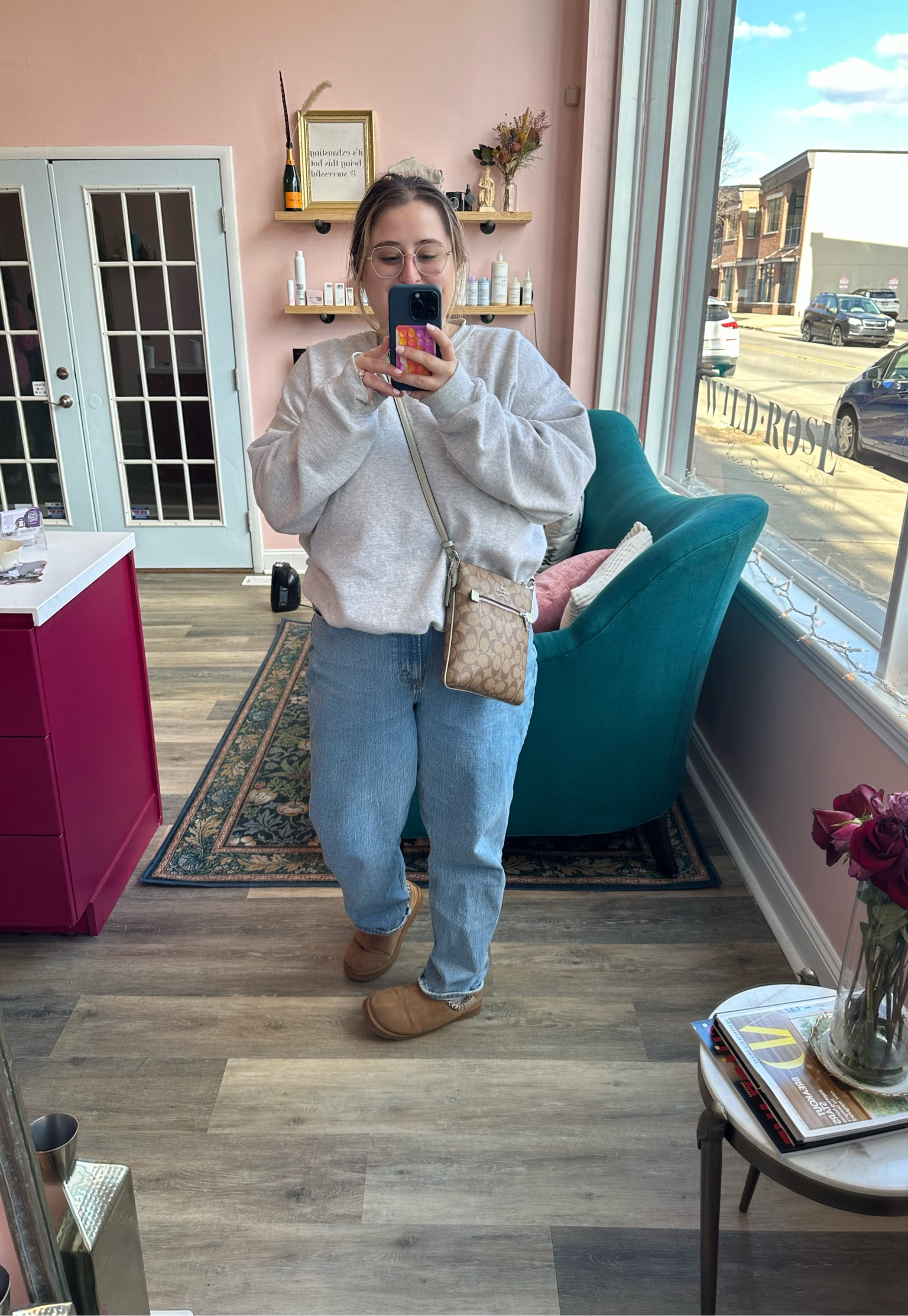 Literally wear these jeans….and shoes…..and crewneck….everyday  

#LTKmidsize #LTKstyletip