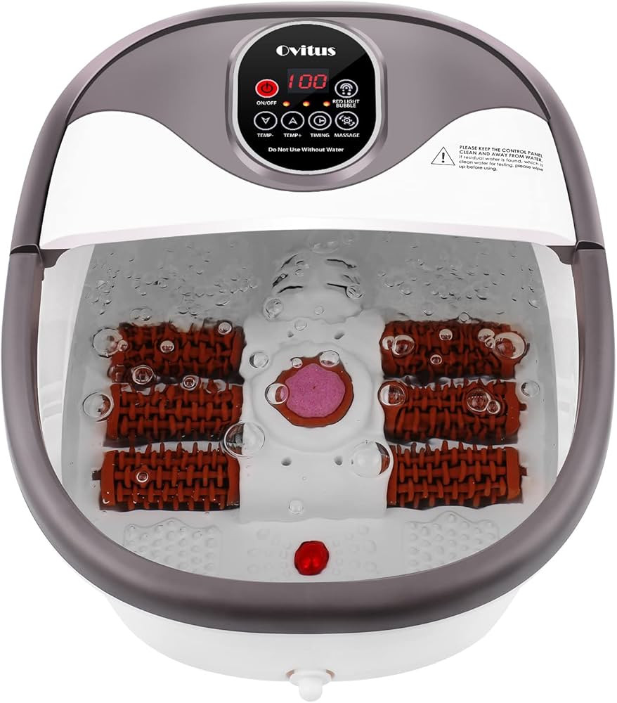 Ovitus Foot Spa Bath Massager with Heat, Bubble Jets and 6 Electric Long Massage Rollers, Pedicur... | Amazon (US)