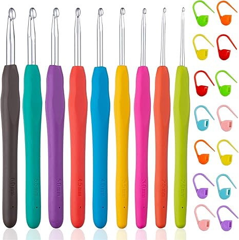 Vodiye 23 PCS Crochet Hooks, Ergonomic Handle Crochet Hooks Set for Arthritic Hands, Comfortable ... | Amazon (US)