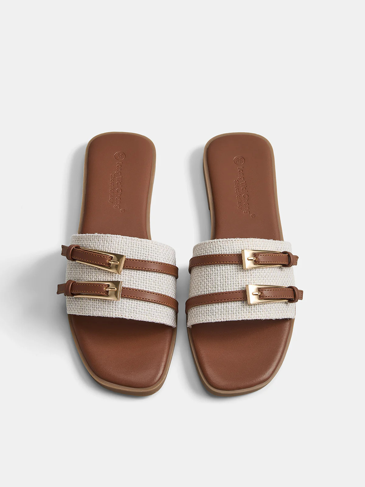 Double Buckle Flat Slide Sandals | Commense