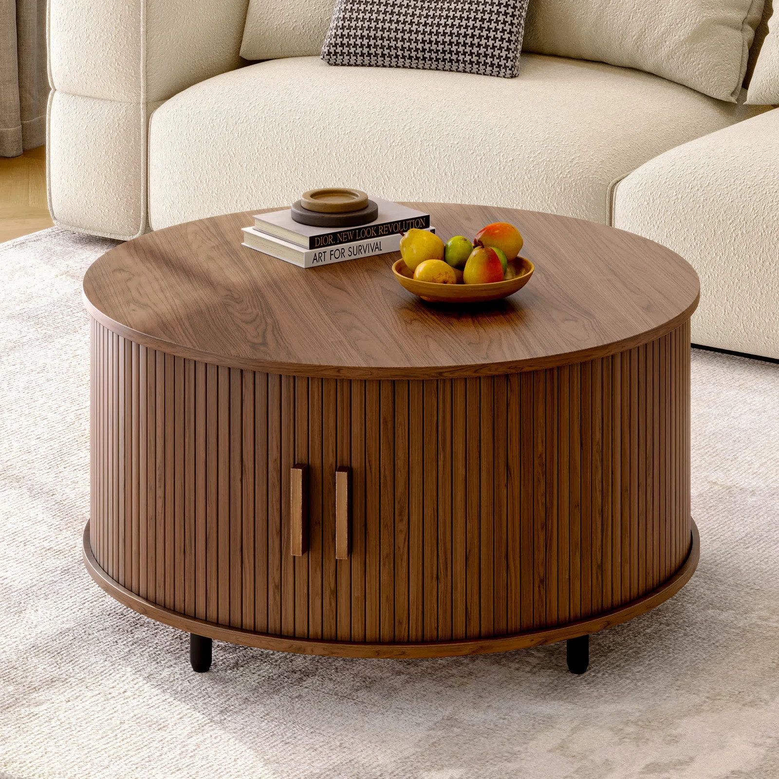 Ebern Designs 31.5" Modern Round Coffee Table With 360° Curved Sliding Door. & Reviews | Wayfair | Wayfair North America