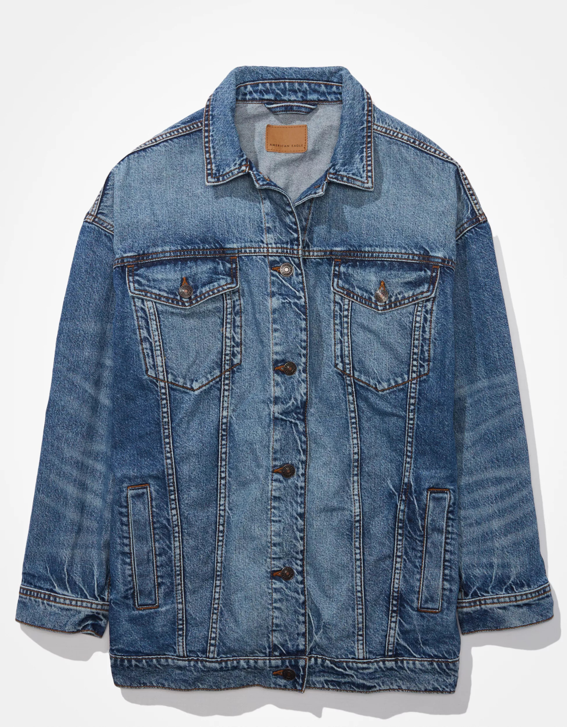 AE '90s Boyfriend Medium Wash Denim Jacket | American Eagle Outfitters (US & CA)