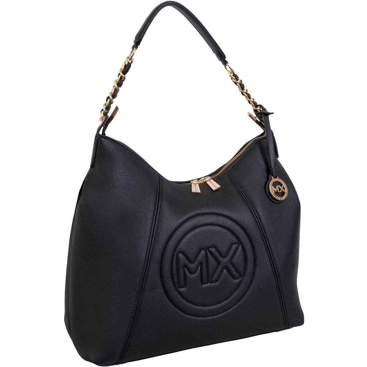 Max Studio Pebble Grain Top Chain Handle Slouchy Hobo Handbag | Target