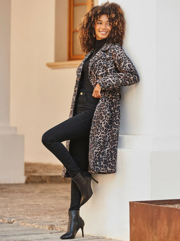 Sosandar Brown Leopard Print Trench Coat | Next EU