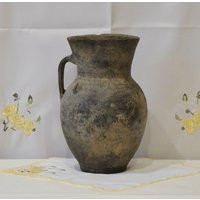 Black Ceramic Vase. Old Big Antique Pitcher. Wabi Sabi Pottery Black Clay Vessel | Etsy (US)