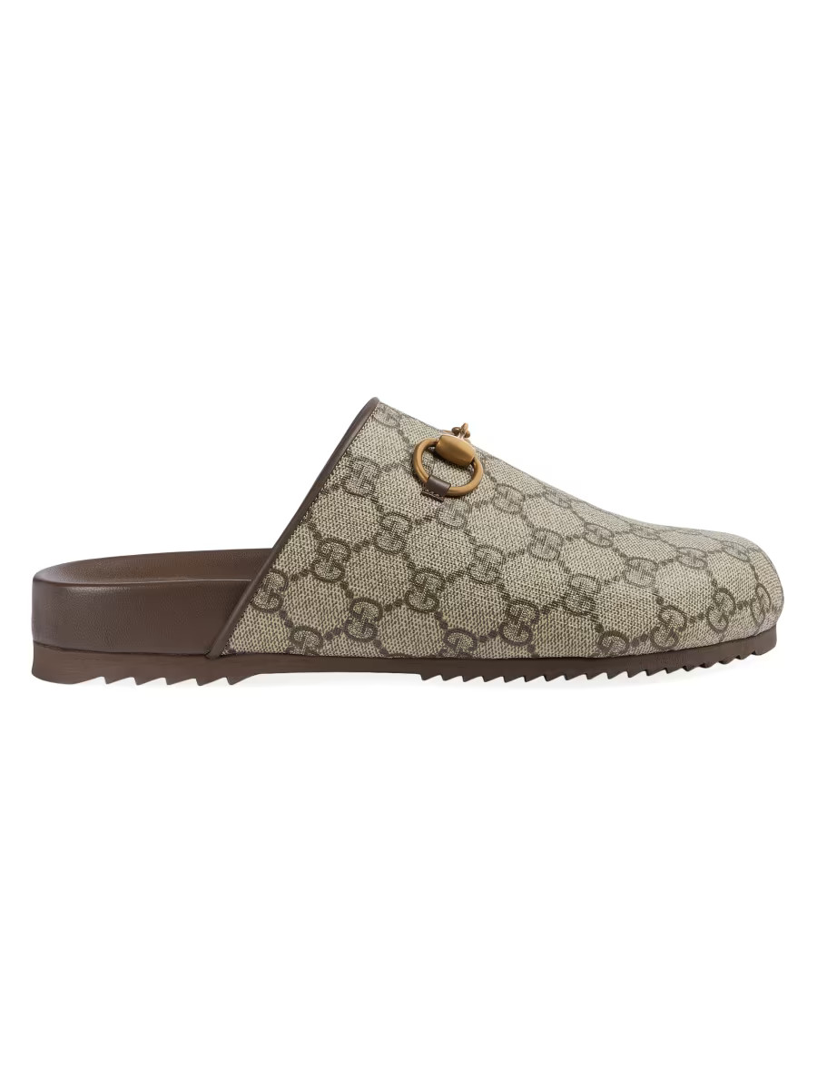 Sol Monogram Coated Canvas Slides | Saks Fifth Avenue