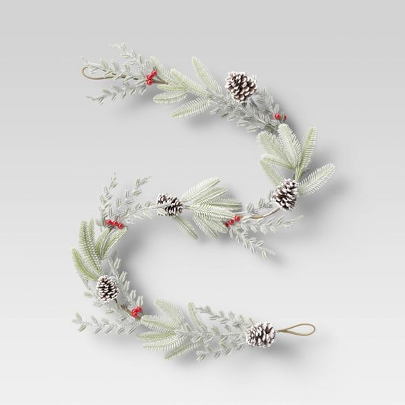 Mini Garland Flocked with Pinecone Red Berry - Threshold™ | Target