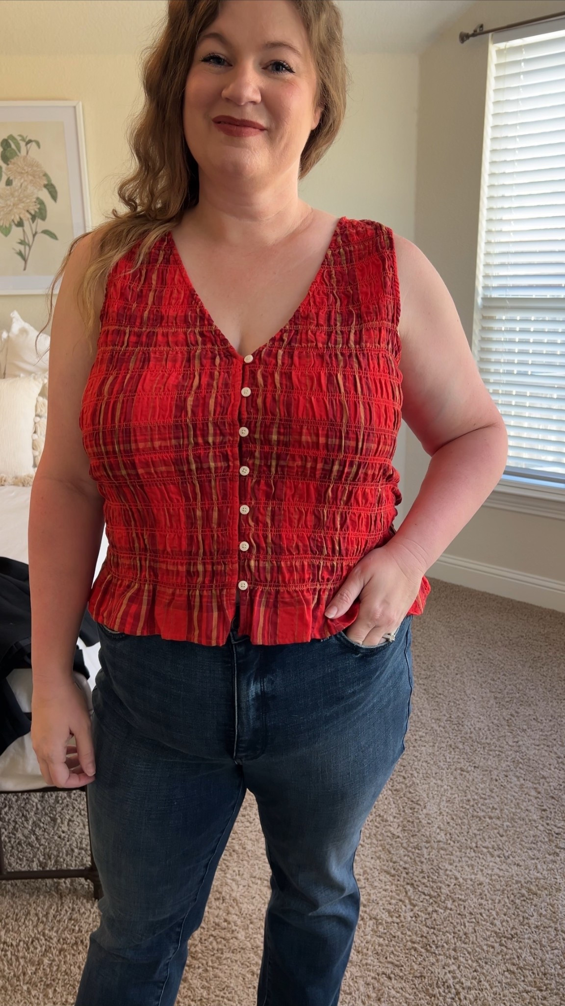 This little peplum holiday tank is a little out of my comfort zone (hello arms, boobs, and belly 😂) but it is so freaking cute! I also styled it with a blazer which is my favorite way to wear it. I’m in the 1X and would say true to size. The whole thing is smocked/stretchy! Comes in XS - 4X  

Holiday look outfit
Christmas outfit 
Plus size holiday outfit 

#LTKPlusSize #LTKHoliday #LTKFindsUnder50