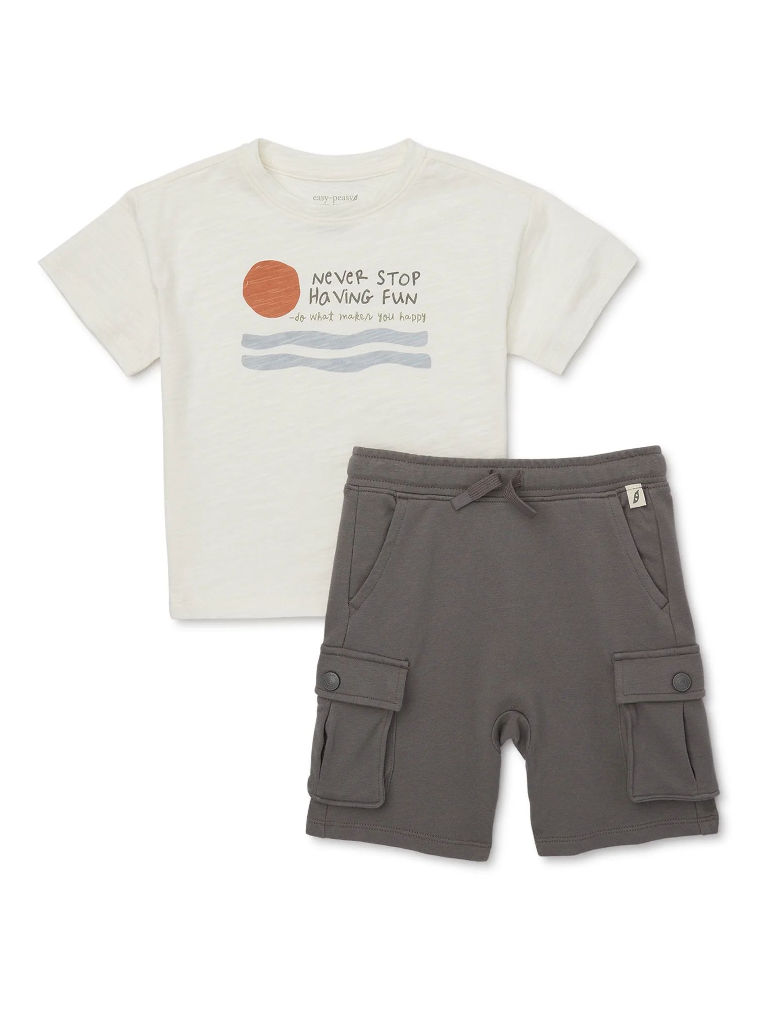 easy-peasy Toddler Boy Short Sleeve Tee and Cargo Short Outfit Set, 2-Piece, Sizes 18M-5T | Walmart (US)