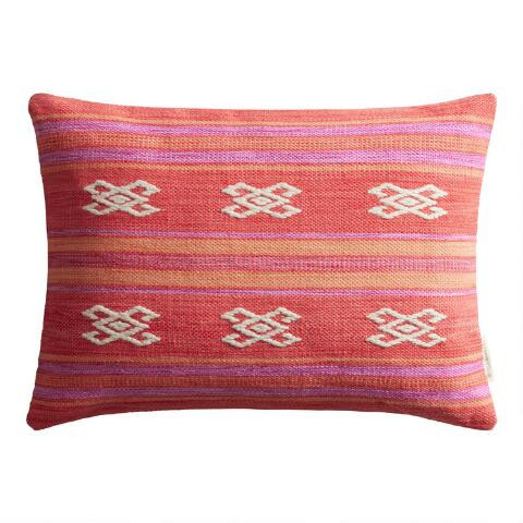 Coral Baja Geo Indoor Outdoor Lumbar Pillow | World Market