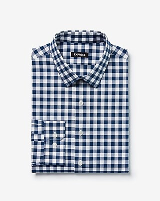 Slim Plaid Cotton Dress Shirt | Express