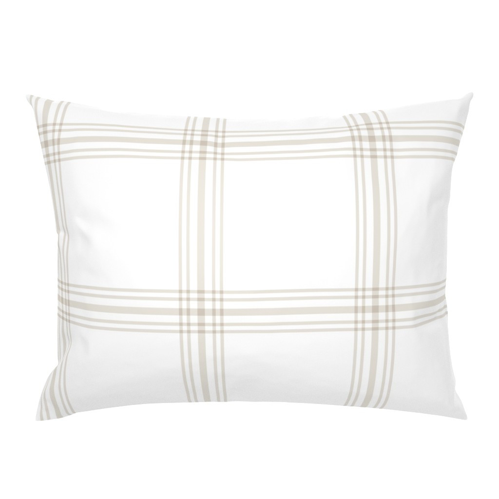 Windowpane Plaid - Greige on white Large Scale Pillow Sham | Spoonflower | Spoonflower