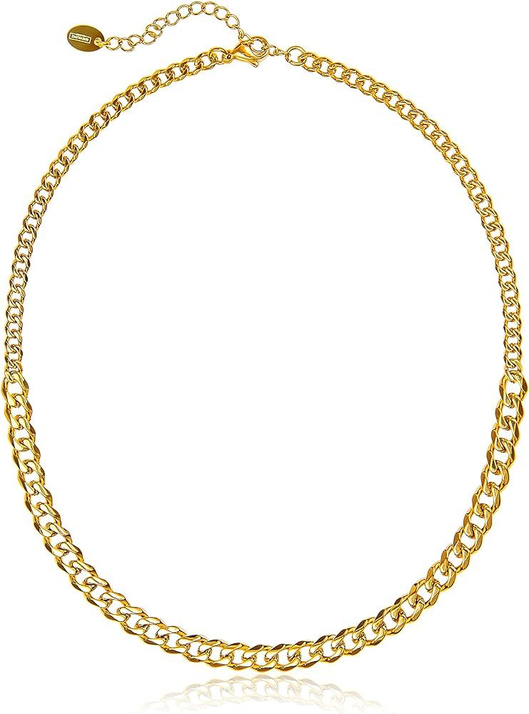 Amazon.com: Gold Dipped Choker Necklaces for Women | Chain Choker Necklace | 14k Gold Chunky Chai... | Amazon (US)