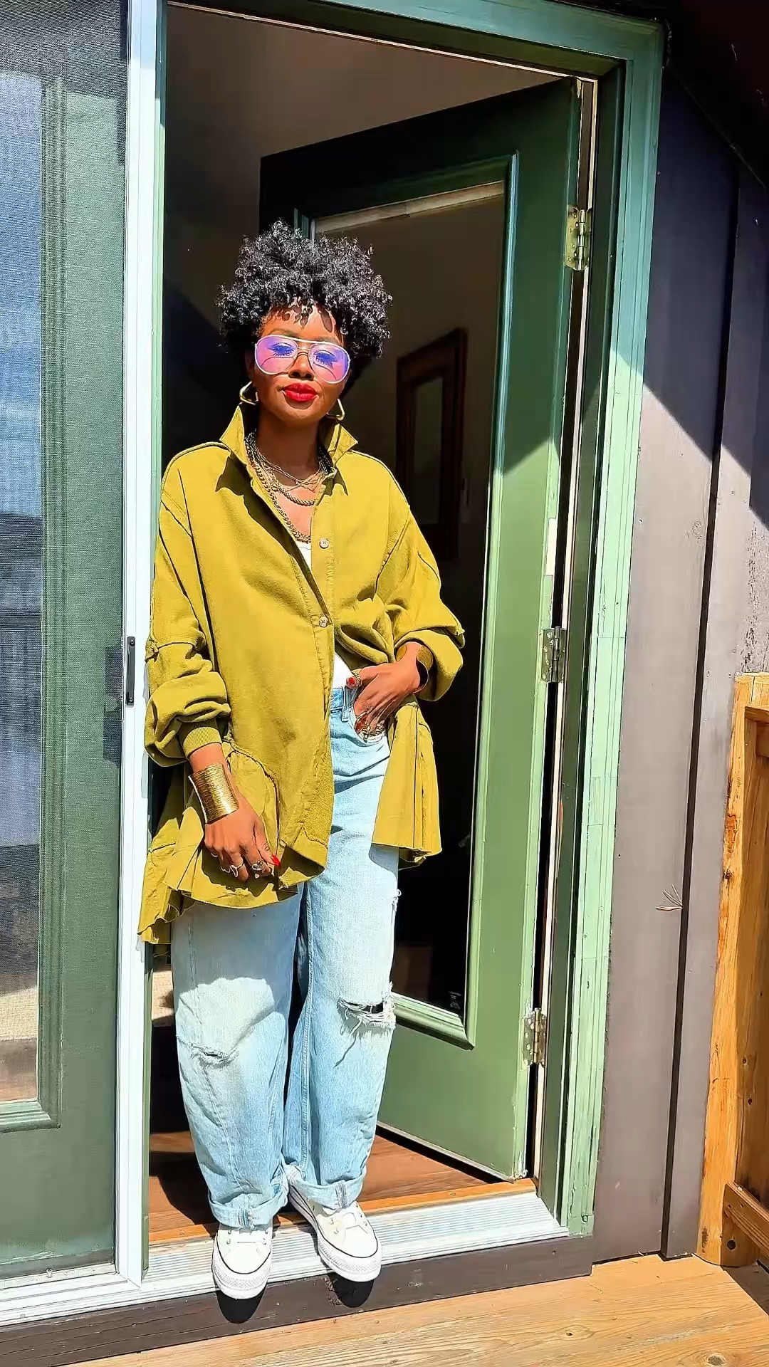 Olive green oversized jacket moment and I’m obsessed. This lightweight statement layer instantly makes a basic white tank and baggy jeans feel styled with zero effort. I paired it with white sneakers, layered gold jewelry, and relaxed denim for an easy spring outfit that works for travel, errands, brunch, or everyday mom style.

If you love elevated casual outfits, oversized jackets, comfortable jeans, and effortless style over 40, this one is such a good formula to save. Shop my olive jacket, baggy jeans, white sneakers

#LTKmomlife #LTKootd #LTKOver40