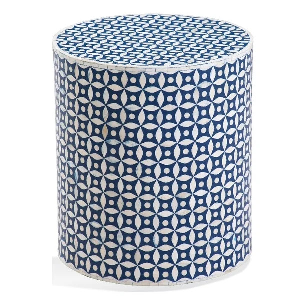 Attic Blue Accent Table in Engineered wood and Bone | Walmart (US)