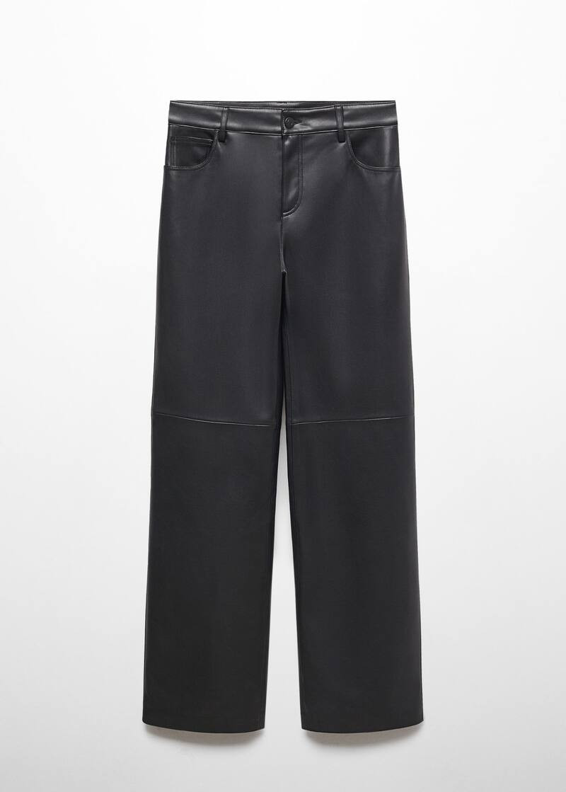 Mid-rise leather effect trousers | MANGO (UK)