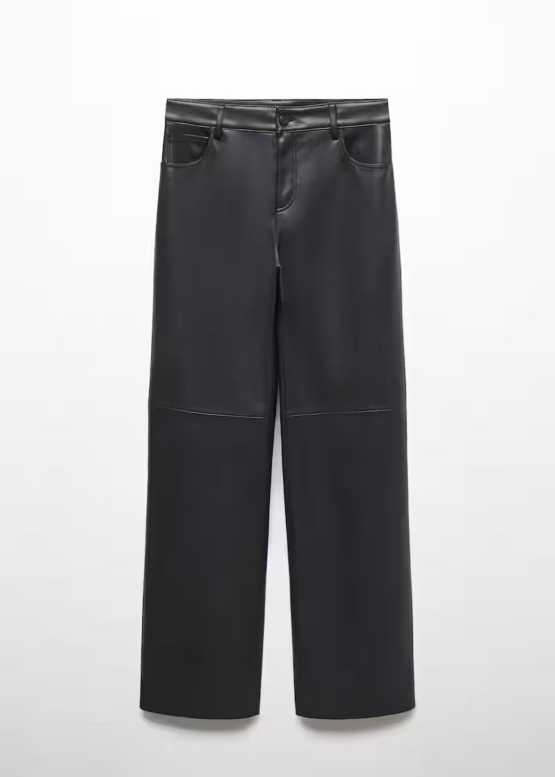 Mid-rise leather effect trousers | MANGO (UK)