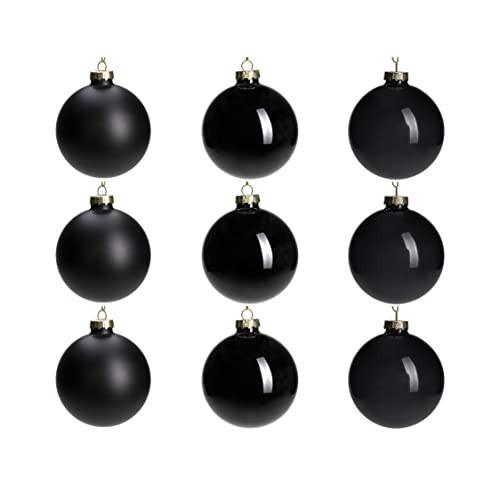 DN DECONATION Black Glass Christmas Ornaments, 3.15” Christmas Ball Hanging Christmas Baubles for Xmas Tree Decoration, Set of 9 Decor for Gothic DIY Gift | Amazon (US)