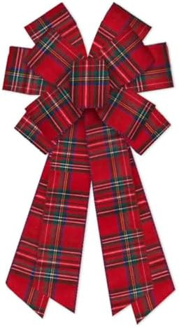 Threetols Large Christmas Bows for Wreath,Vintage Red Buffalo Plaid Wreath Bow Xmas Velvet Decor ... | Amazon (US)