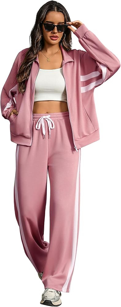 Totatuit Womens 2 pieces Sweatsuit Sets Zip Up Sweatshirts and Sweatpants Tracksuit Lounge Set Tr... | Amazon (US)