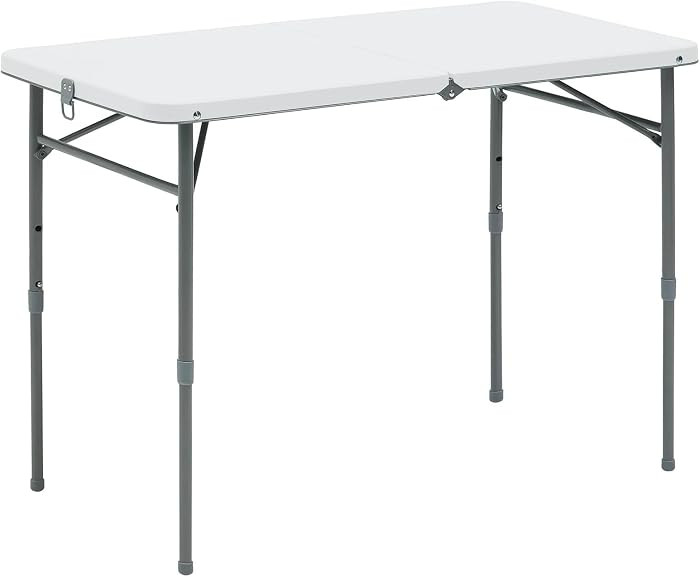 40" L x 20" W Plastic Adjustable Height Fold-in-Half Folding Table, White | Amazon (US)