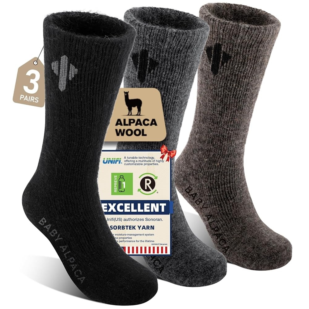 Alpaca Socks for Men and Women, Heavyweight Thermal Thick Warm Alpaca Wool Boot Sock for Hunting,... | Amazon (US)