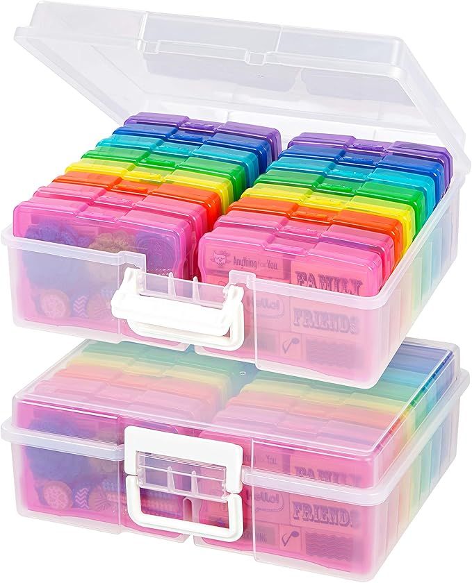 IRIS USA 4" x 6" Storage-16 Inner Keeper Organizer Cases Storage Containers Box for Photos, Multi... | Amazon (US)