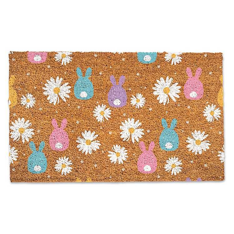 New! Pastel Bunny and Daisy Doormat | Kirkland's Home