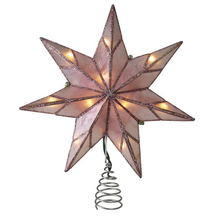 10" Lighted Pink Star Christmas Tree Topper - Clear Lights - Walmart.com | Walmart (US)