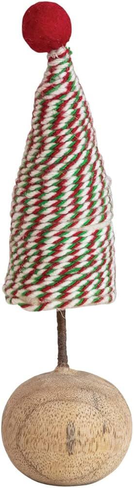 Creative Co-Op 2" Round x 6-1/2"H Handmade Wool Felt Tree w/Pom Pom & Wood Ball Base, Multi Color | Amazon (US)
