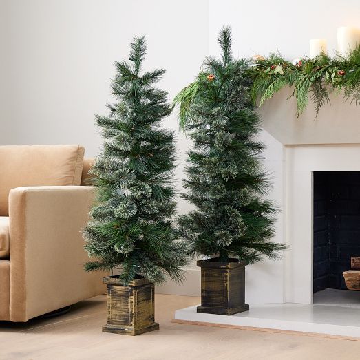 Potted Spiral Christmas Trees (Set of 2) | West Elm (US)