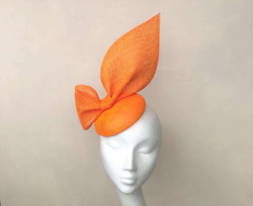 Ascot Fascinator Orange Bow Hat Oversized Bow Bright Orange Wedding Guest Hat Multi Coloured Head... | Etsy (US)