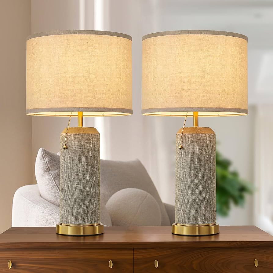 KAISITE Boho Bedside Table Lamps Set of 2-22.4" Modern Nightstand Lamp for Bedroom Living Room, V... | Amazon (US)