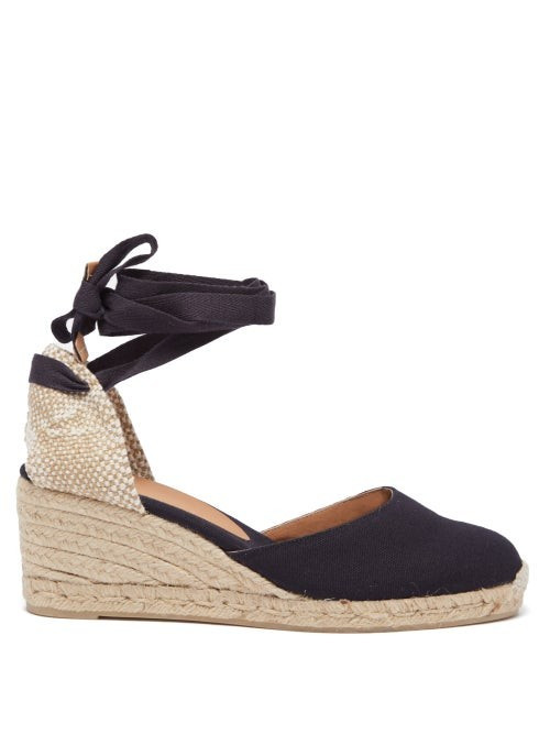 Castañer - Carina 60 Canvas & Jute Wedge Espadrilles - Womens - Navy | Matches (US)