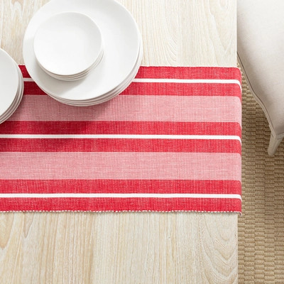 Berkeley Stripe Red Table Runner | Annie Selke