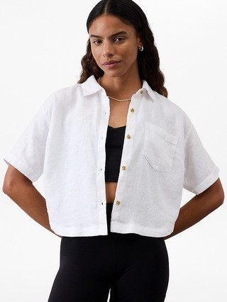 Retreat Linen Short Sleeve Shirt | Athleta | Athleta