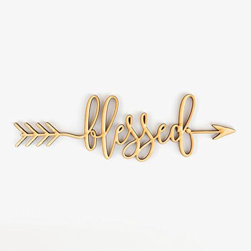 Blessed Arrow Wood Sign Blessed Decor Wall Art Unfinished 12" x 4" | Amazon (US)