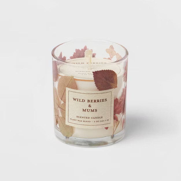 Wild Berries & Mums Botanical Glass Candle Dark Purple - Threshold™ | Target