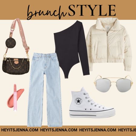 What to wear to brunch
One shoulder bodysuit and 90s denim 
Platform converse sneakers and puffer coat outfits 
Louis Vuitton 