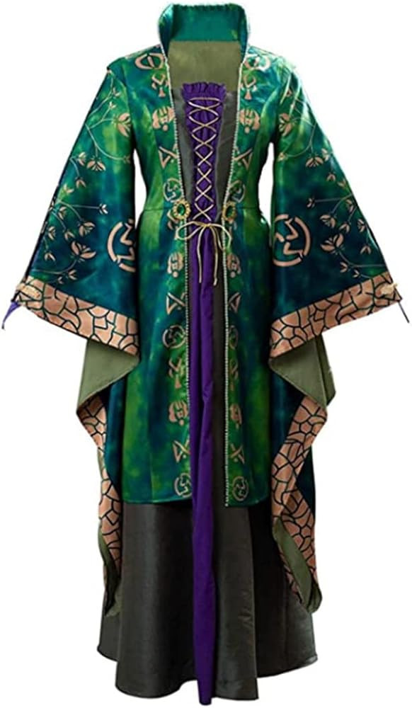 Adult Mary Sarah Winifred Sanderson Costume Womens Halloween Cospaly Dress Outfit Witch Robe Suit | Amazon (US)
