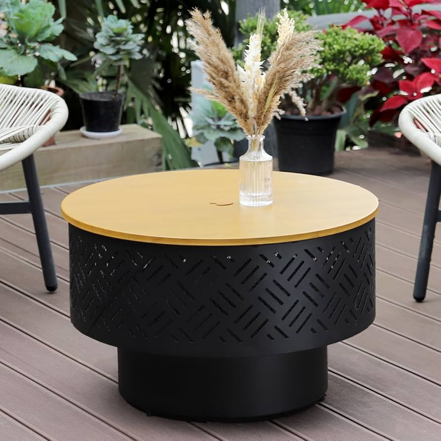 26" Wood Burning Fire Pits with Grill & Lid, Fire Pit Table for Outside with Waterproof Cover & F... | Amazon (US)
